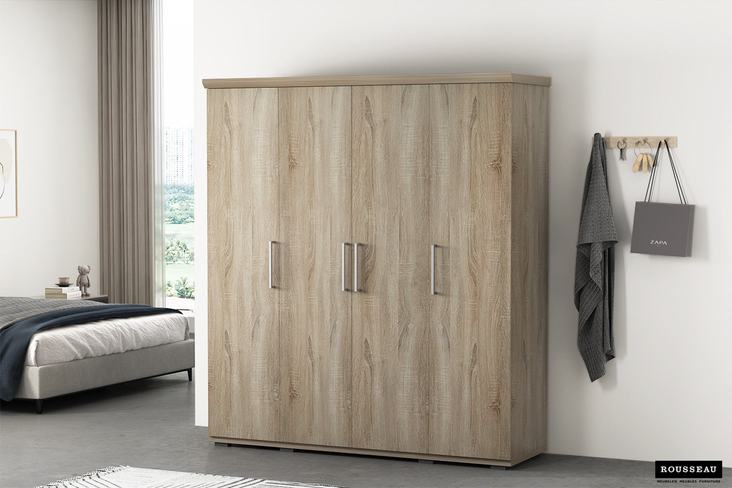 Kledingkast 'Mike' 4 deuren Sonoma – Rousseau 6720-2