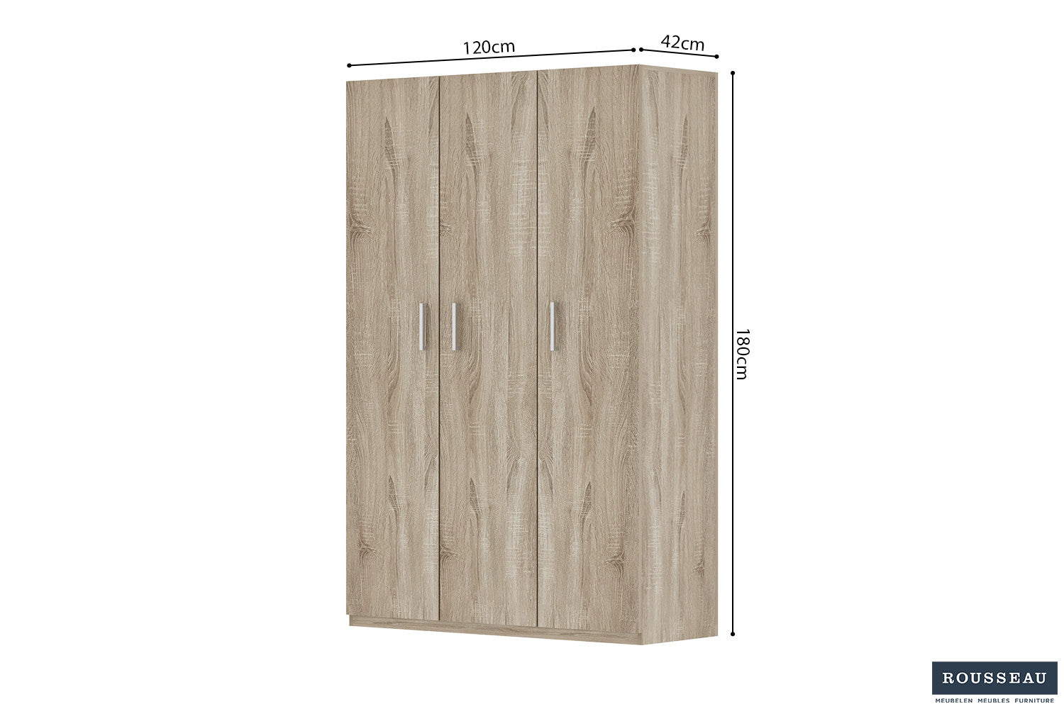 Opbergkast 'Mike' 120 cm 3 deuren Sonoma - afbeelding 6