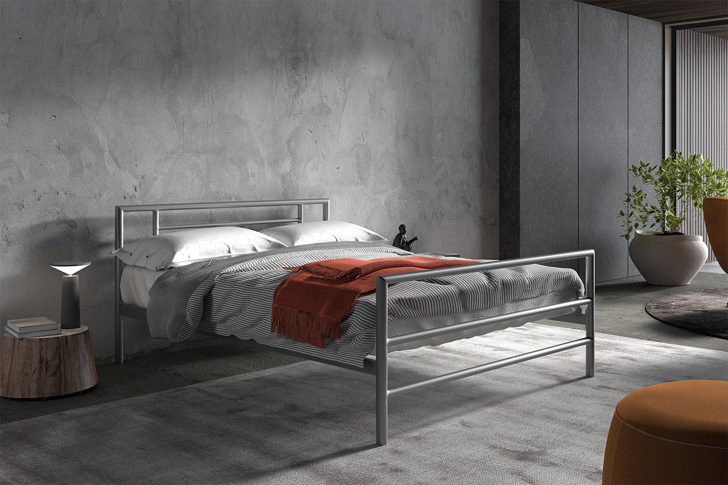 Bed 'Sandro' 140x200 met lattenbodem Grijs – Rousseau 89414