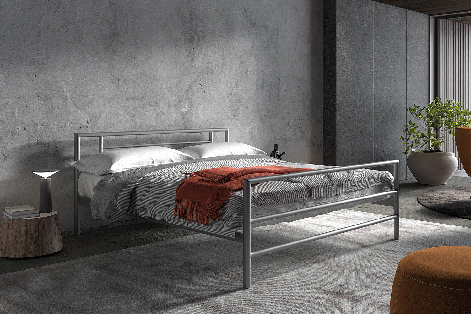 Bed 'Sandro' 160x200 met lattenbodem Grijs – Rousseau 89416