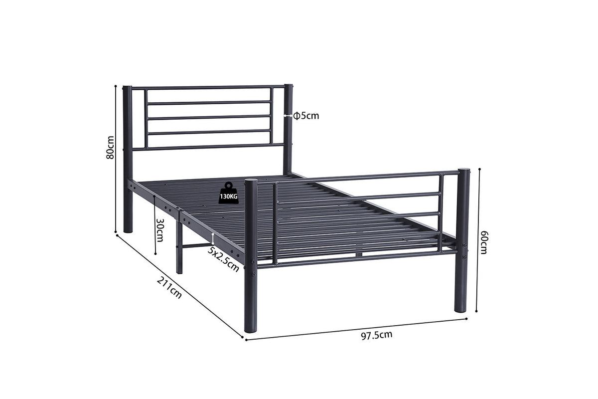 Bed Sammy 90x200 Metaal Donkergrijs – aanzicht 6