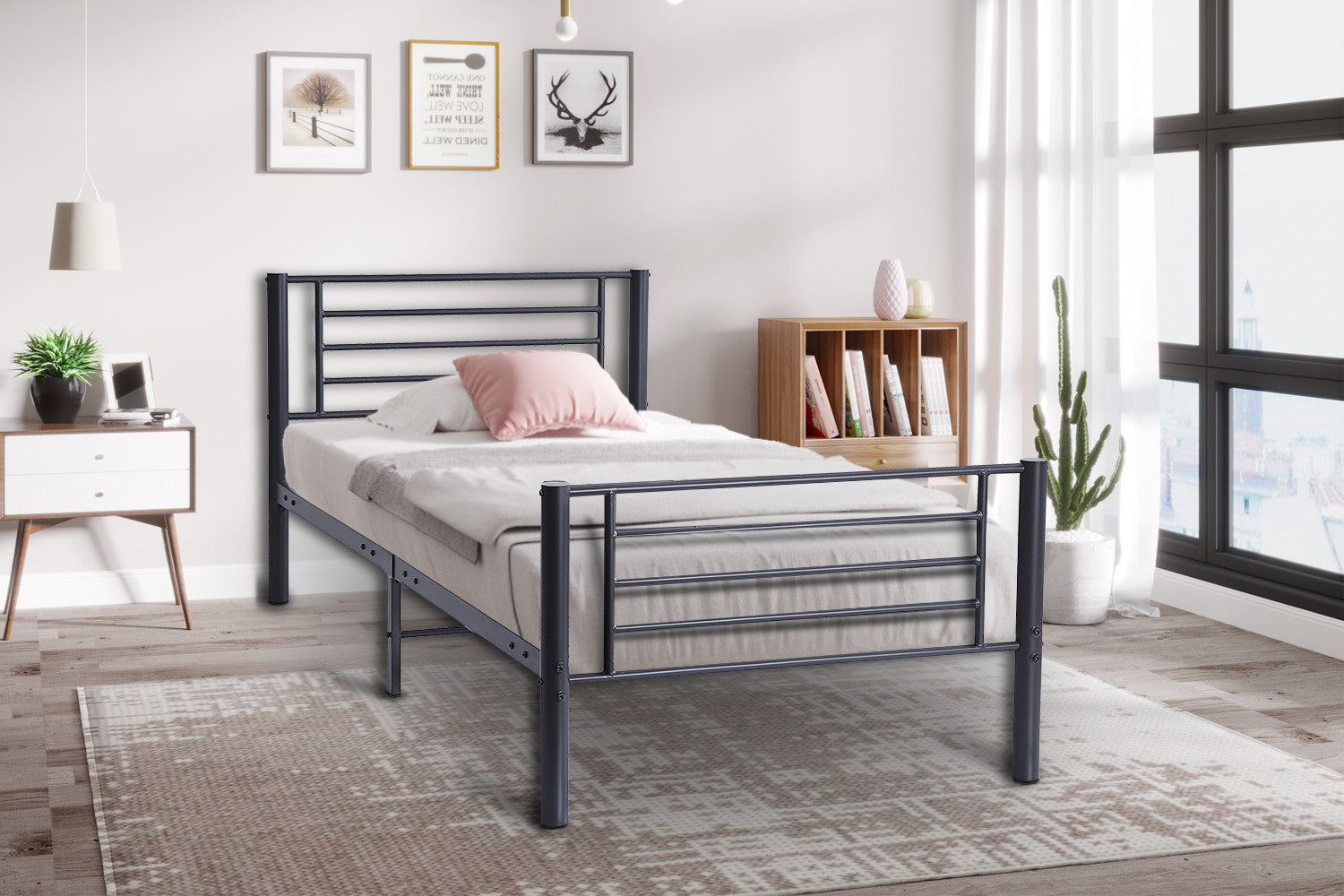 Bed 'Sammy' 90x200 Metaal Donkergrijs – Rousseau 89509