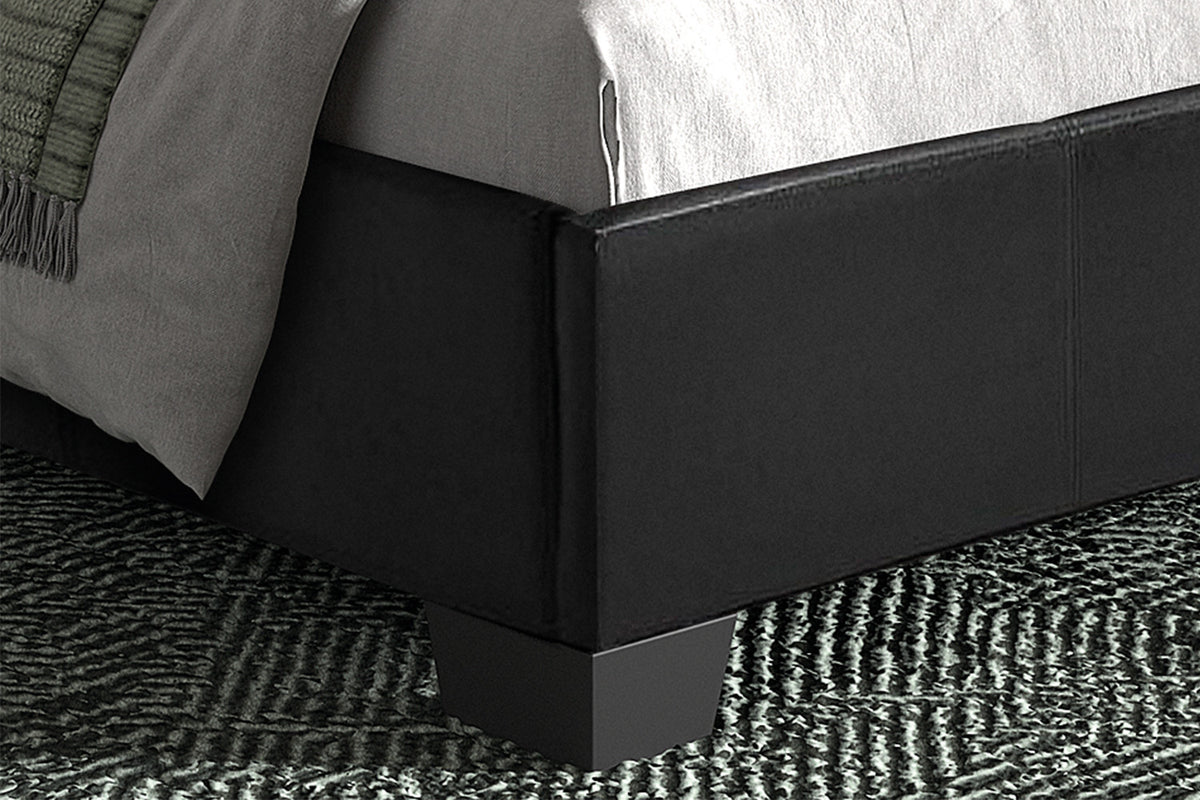 Bed Roma 140x200 met lattenbodem PU Zwart – aanzicht 4