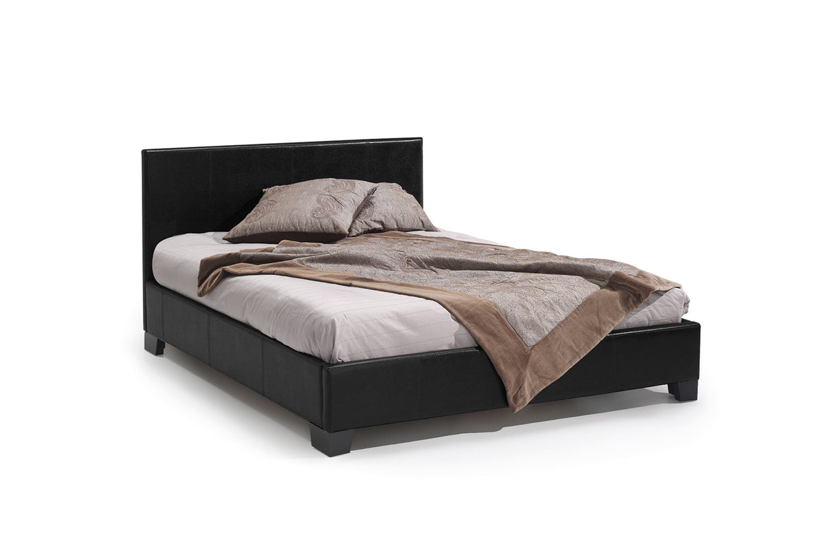 Bed Roma 140x200 met lattenbodem PU Zwart – aanzicht 6