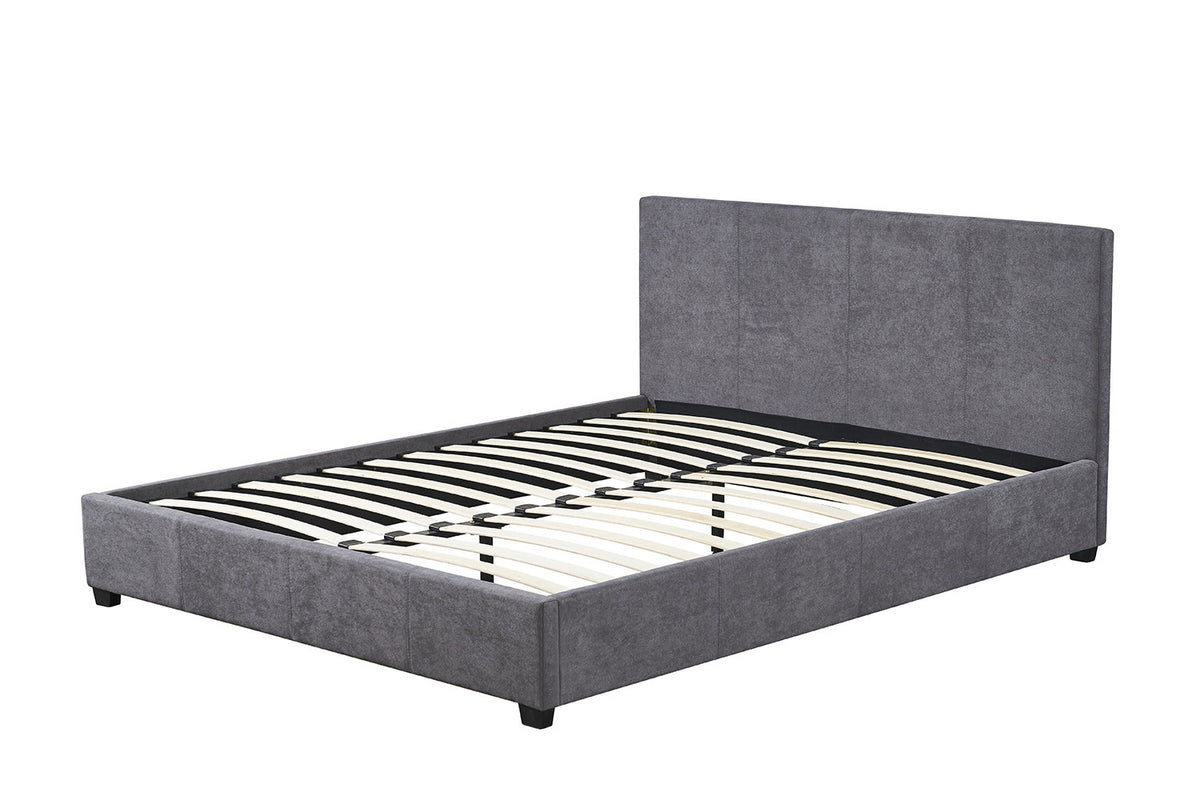 Bed Roma 140x200 met lattenbodem Stof Grijs – aanzicht 4