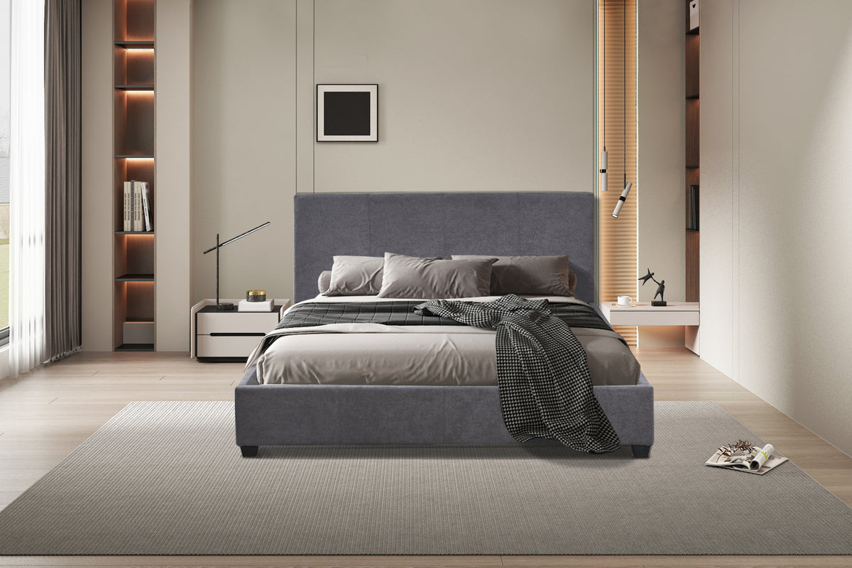 Bed Roma 160x200 met lattenbodem Stof Grijs – aanzicht 2