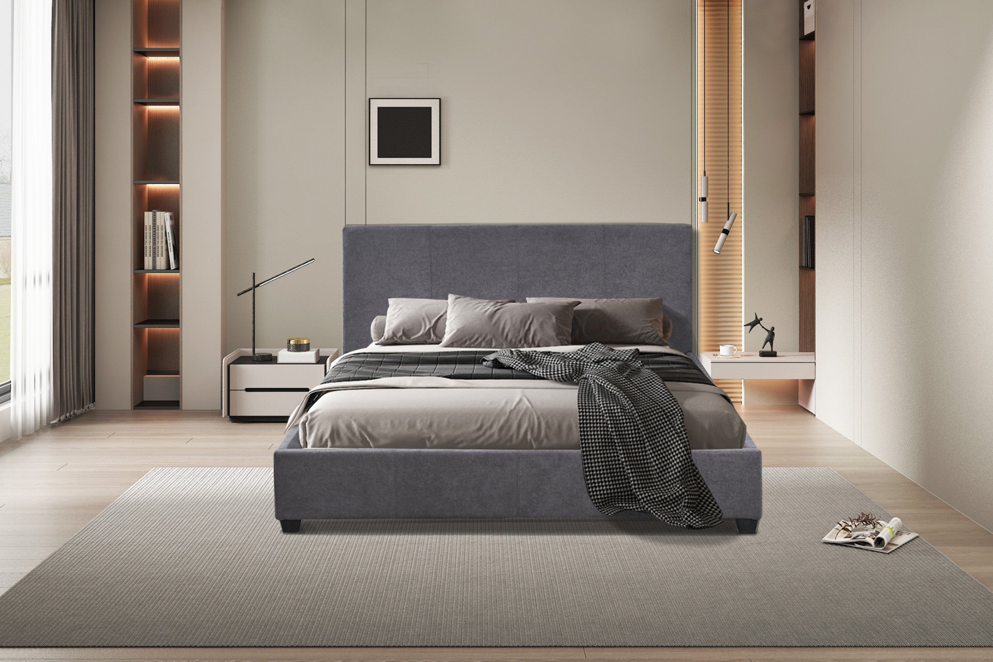 Bed 'Roma' 160x200 met lattenbodem Stof Grijs - afbeelding 2