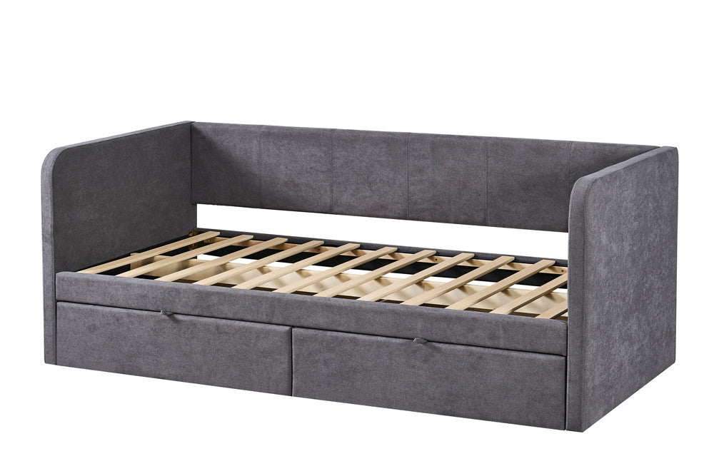 Bed Parma 90x200 met lattenbodem Stof Grijs – aanzicht 3