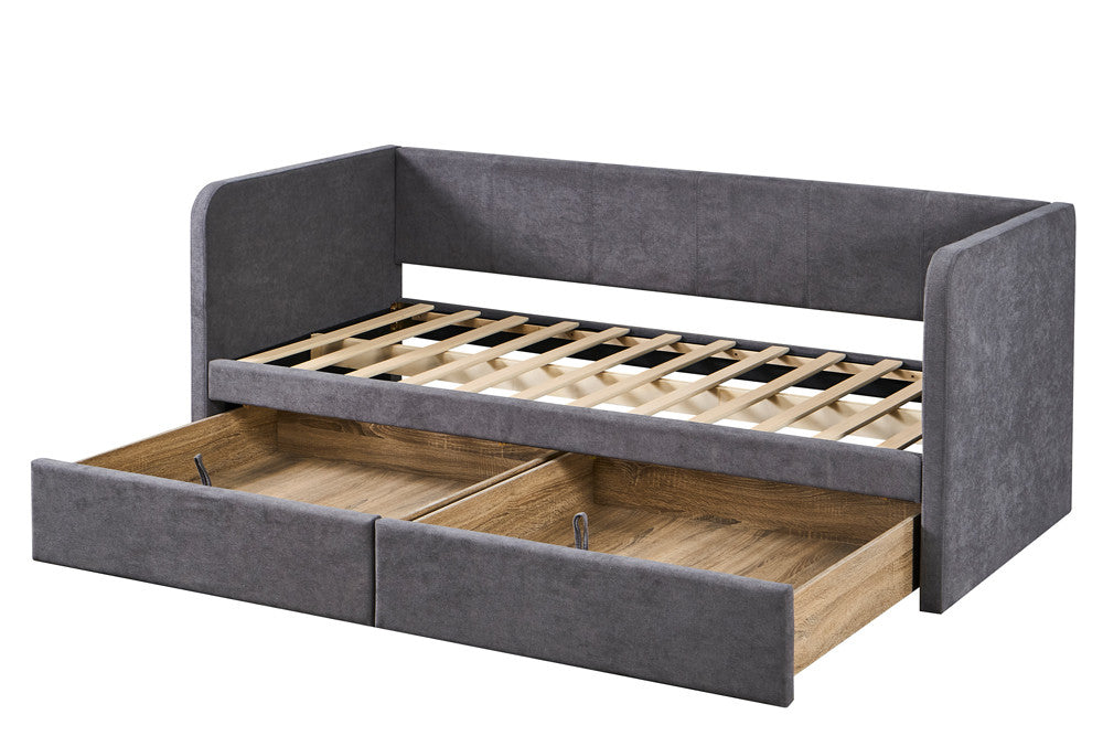 Bed Parma 90x200 met lattenbodem Stof Grijs – aanzicht 4