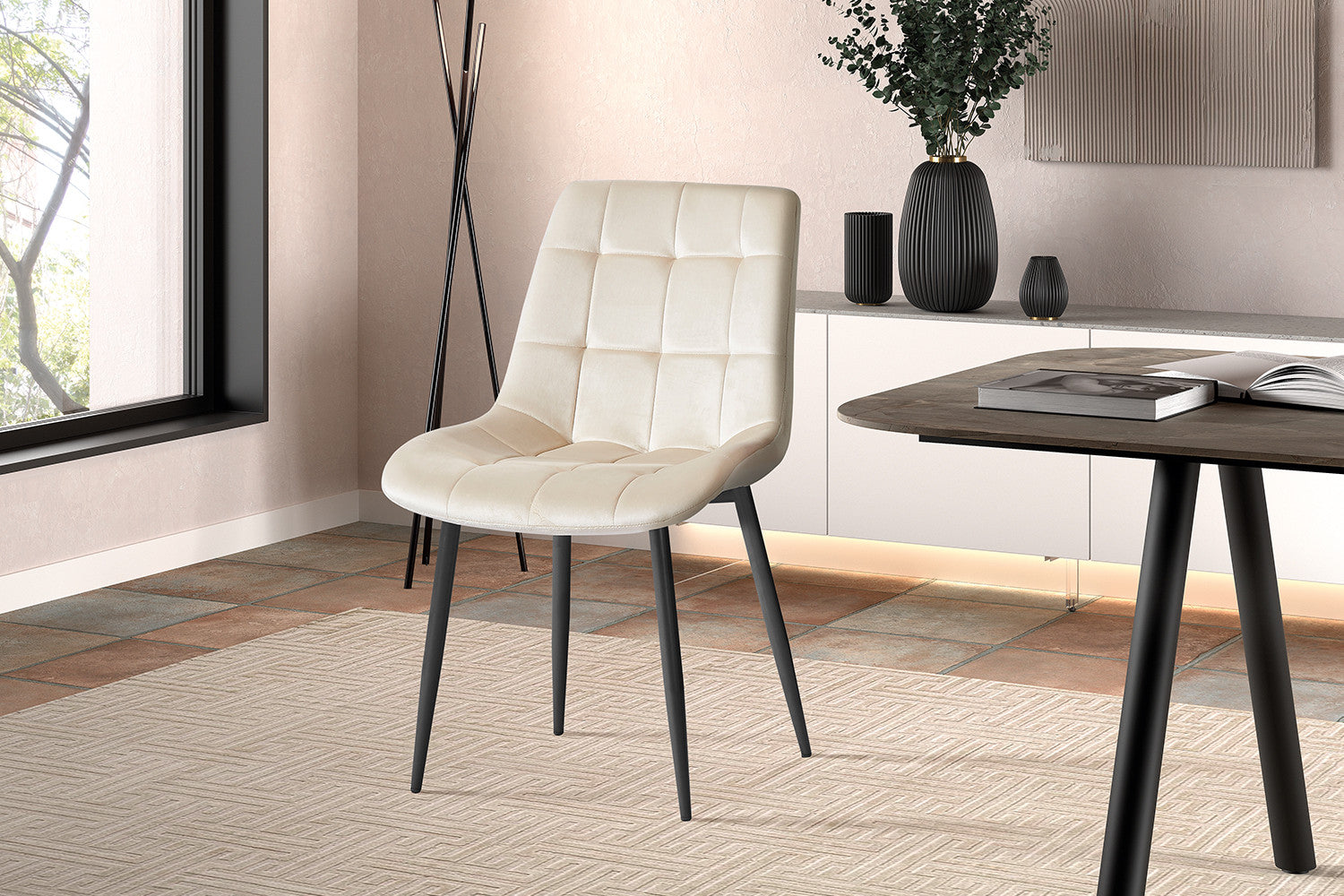 Stoel 'Juta' Fluweel Beige – Rousseau 9005-1