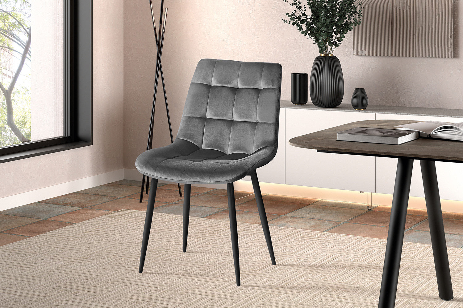 Stoel 'Juta' Fluweel Donkergrijs – Rousseau 9005-3