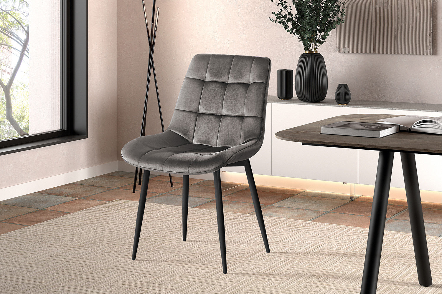 Stoel 'Juta' Fluweel Taupe – Rousseau 9005-4