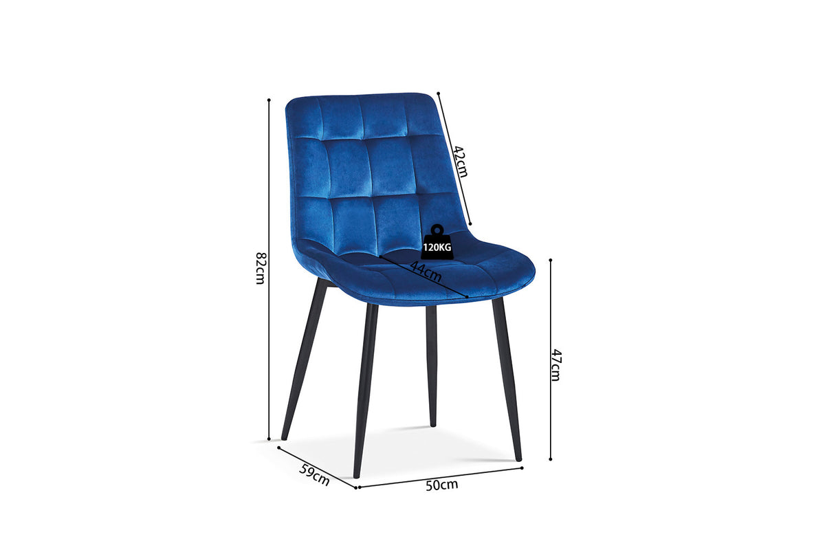 Stoel Juta Fluweel Blauw – aanzicht 5