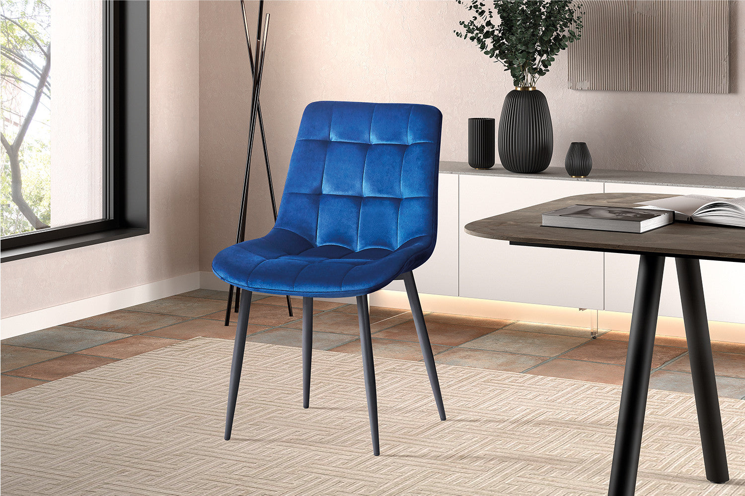 Stoel 'Juta' Fluweel Blauw – Rousseau 9005-8