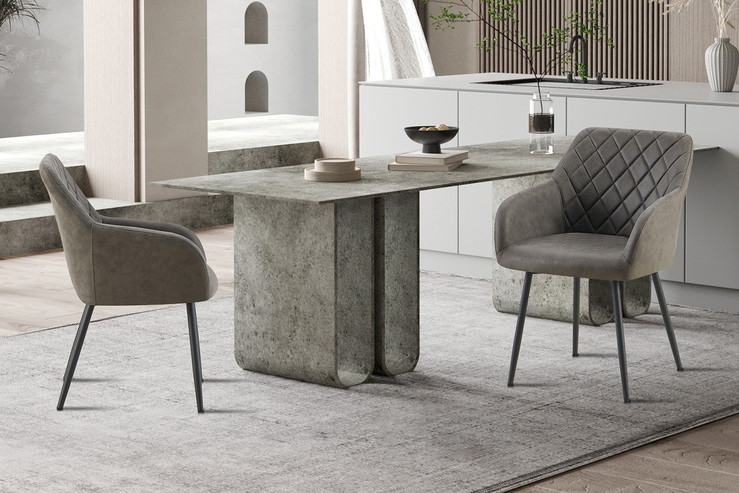 Stoel 'Peron' Micro fiber PU Grijs – Rousseau 9012-1