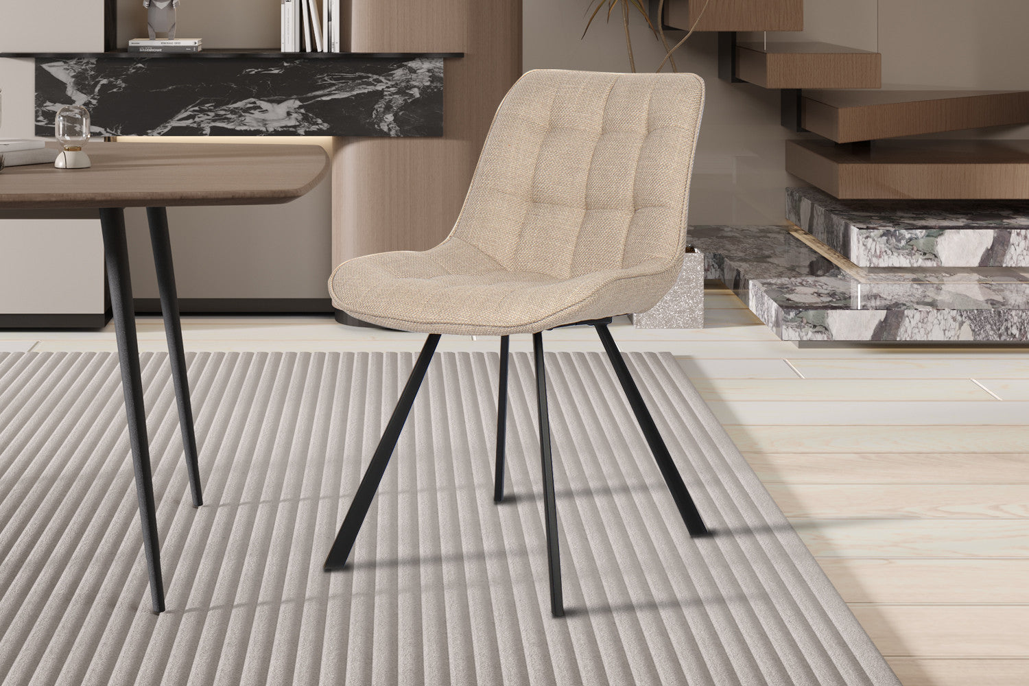 SALE - Stoel 'Ariba' Stof Ote Montego 178 Beige/Lichtgrijs - afbeelding 2