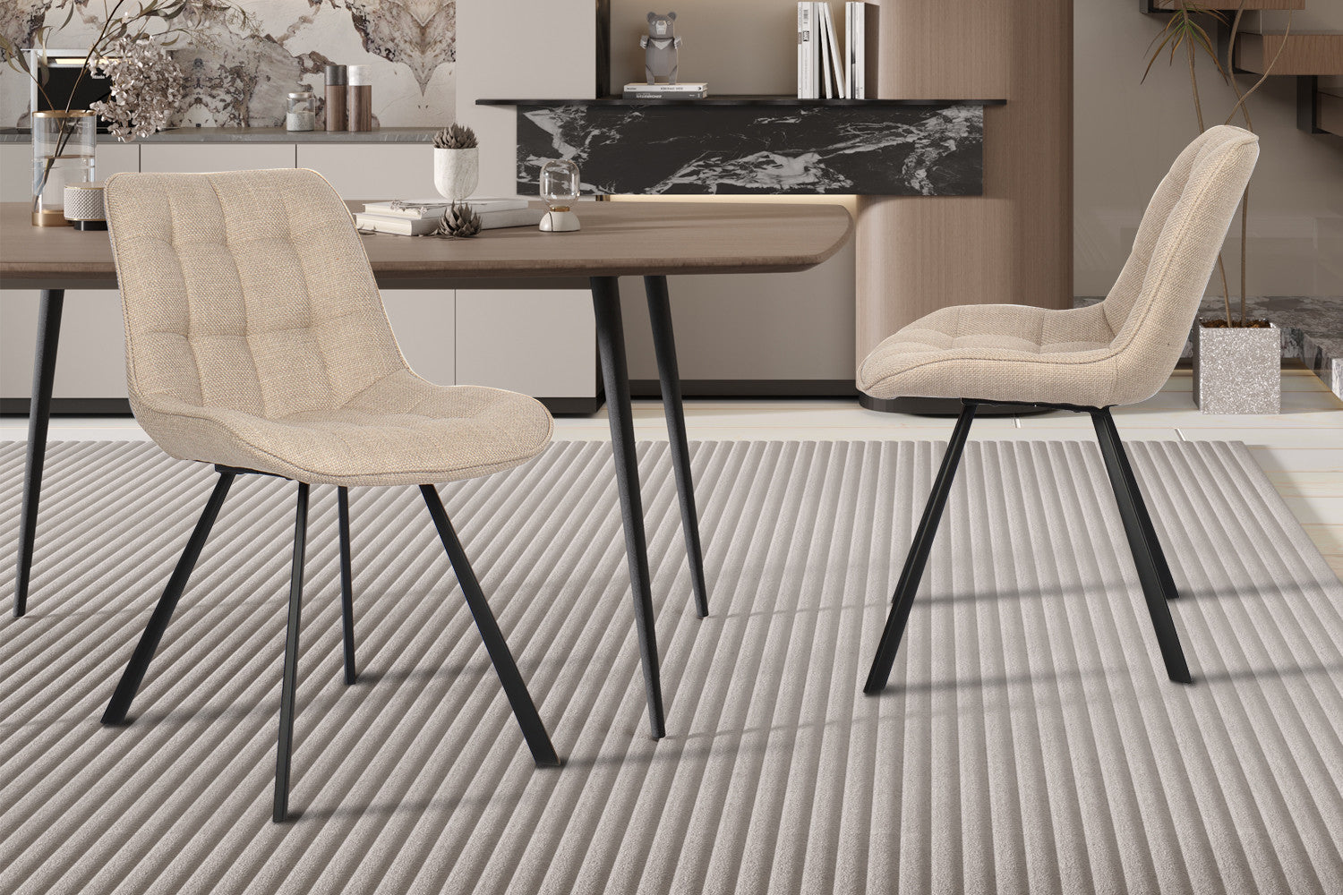 SALE - Stoel 'Ariba' Stof Ote Montego 178 Beige/Lichtgrijs – Rousseau 9020-1