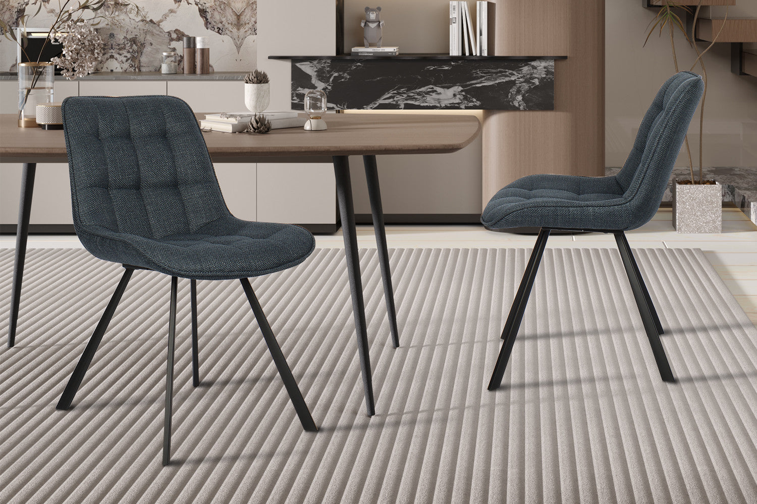 SALE - Stoel 'Ariba' Stof Ote Montego 303 Donkerblauw – Rousseau 9020-6