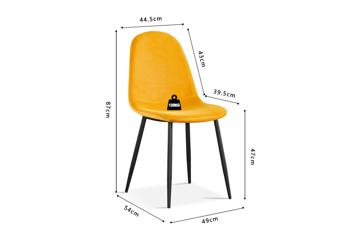 Stoel Boy Fluweel Geel – aanzicht 6