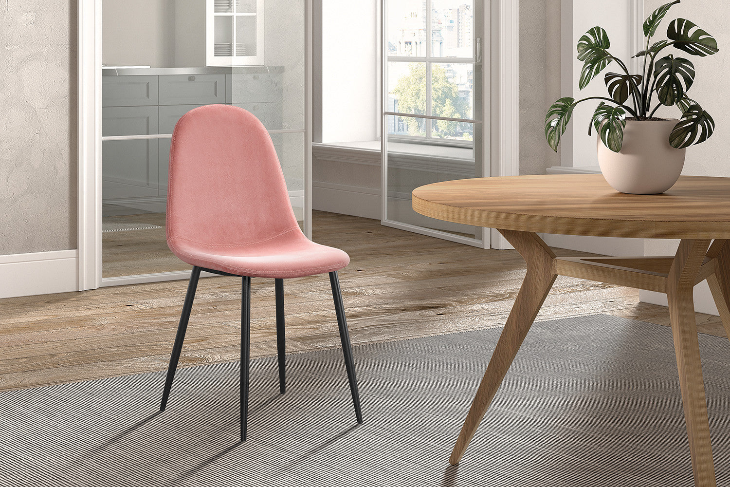 SALE - Stoel 'Boy' Fluweel Roze - afbeelding 2