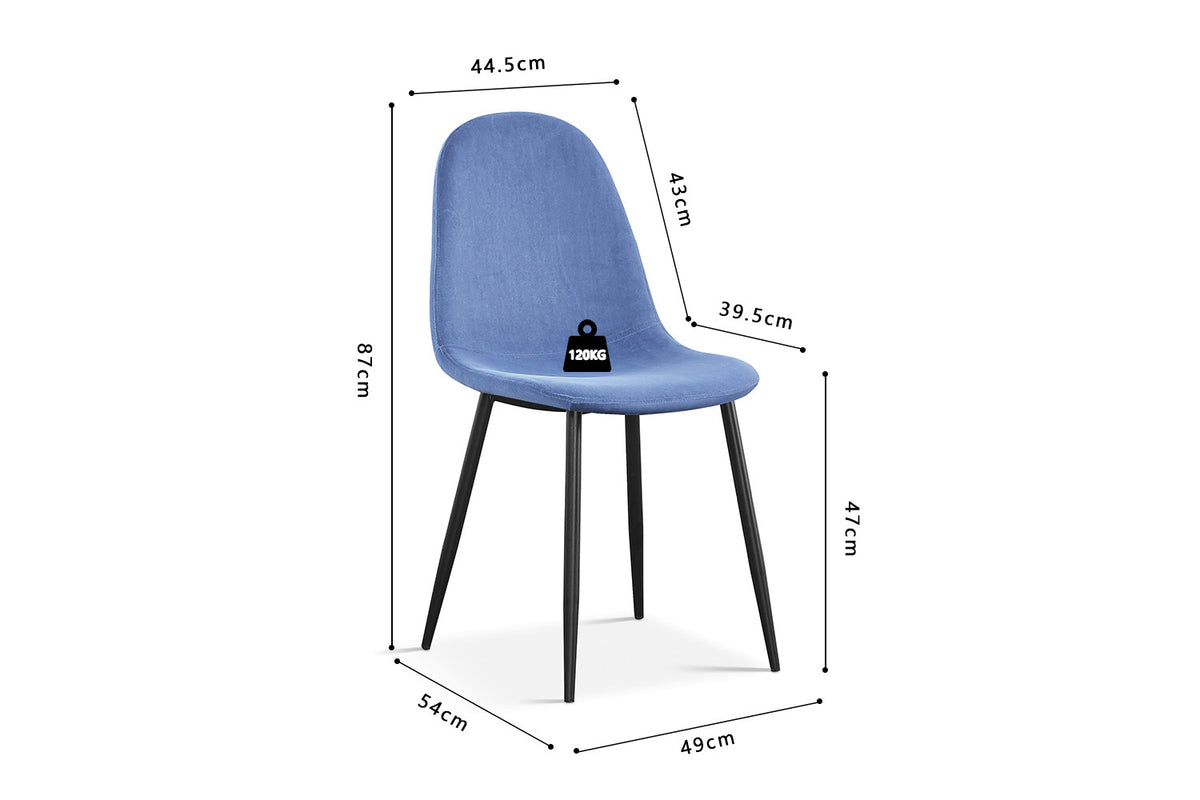 Stoel Boy Fluweel Lichtblauw – aanzicht 6