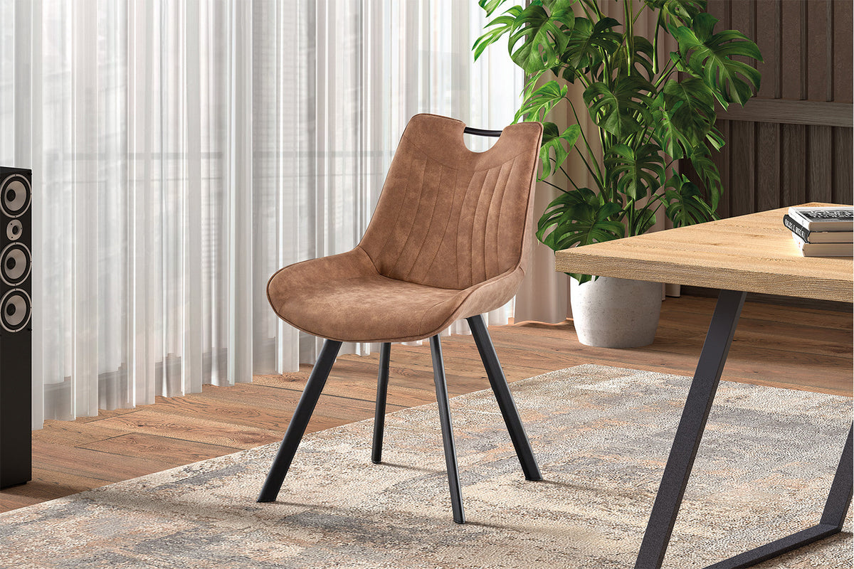Stoel Pablo Micro fiber PU Donkerbruin – aanzicht 2