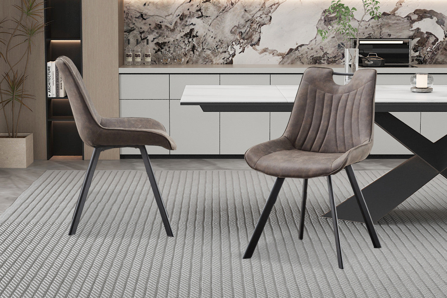 Stoel 'Pablo' Micro fiber PU Donkergrijs – Rousseau 9105-8