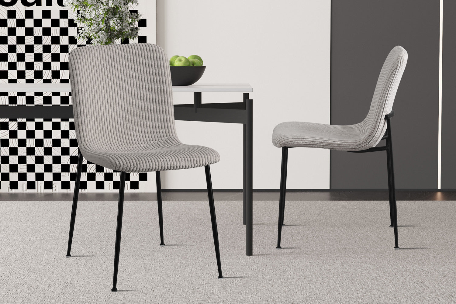 SALE - Stoel 'Alice' Corduroy Lichtgrijs – Rousseau 9135-13