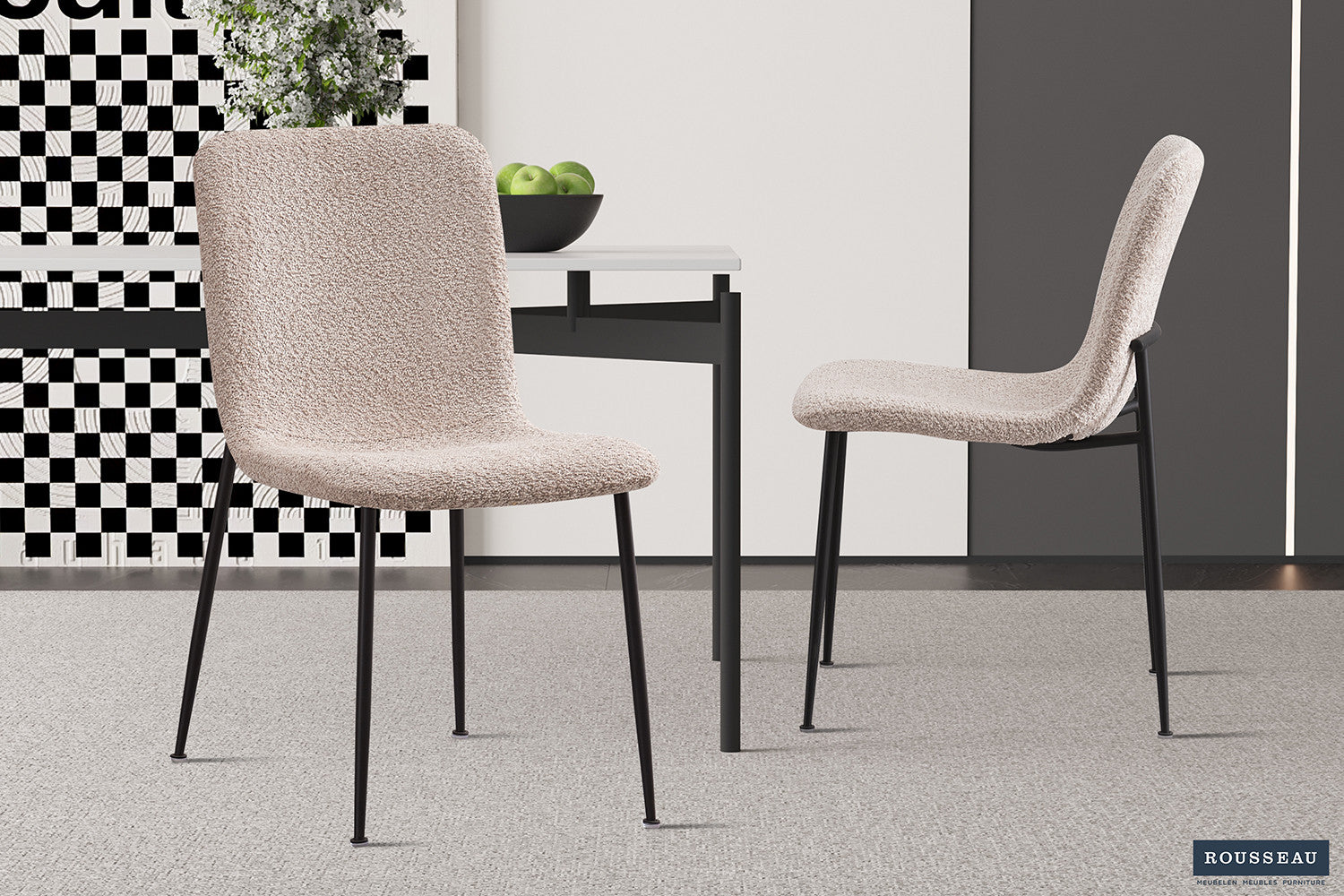 SALE - Stoel 'Alice' Bouclé Beige – Rousseau 9135-1