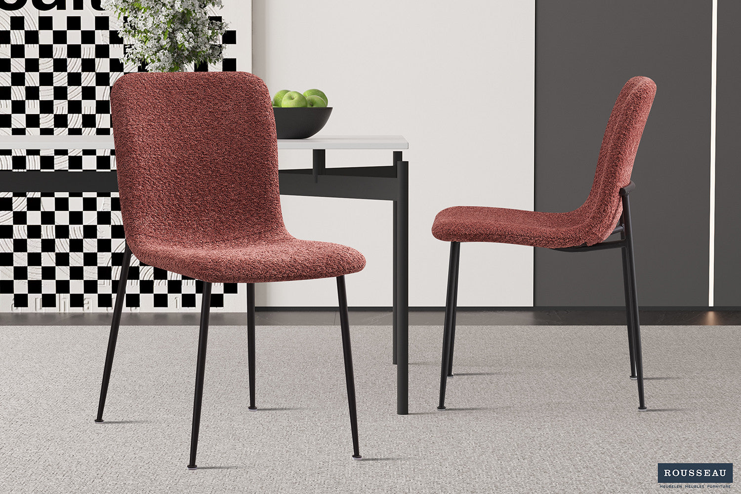 SALE - Stoel 'Alice' Bouclé Roze – Rousseau 9135-5