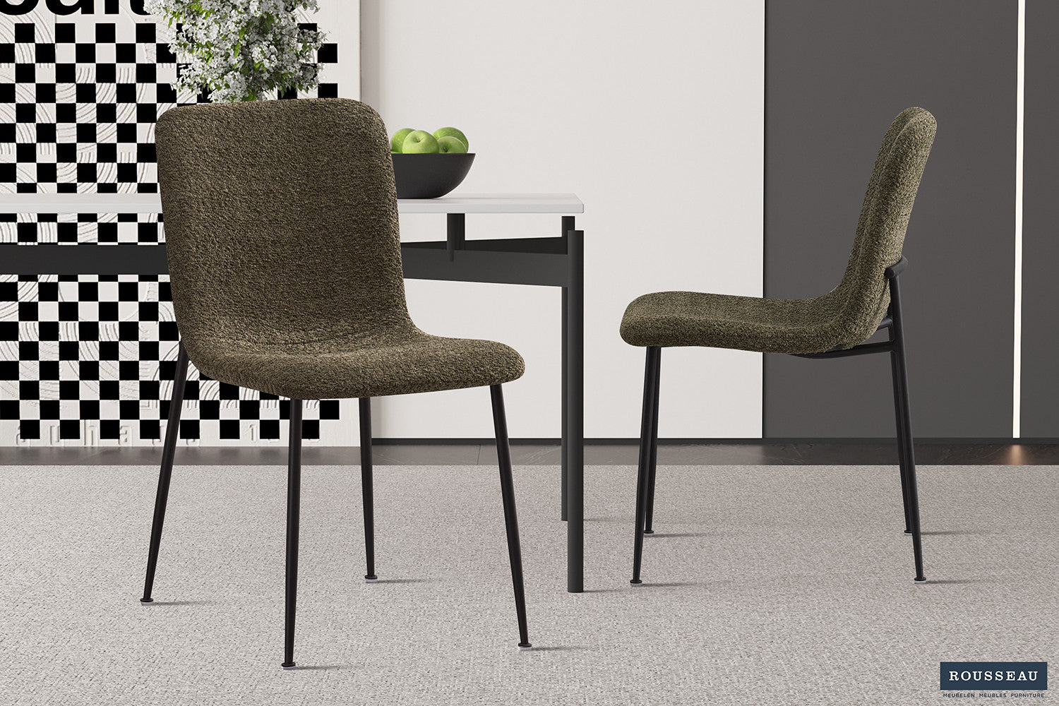 SALE - Stoel 'Alice' Bouclé Groen – Rousseau 9135-6