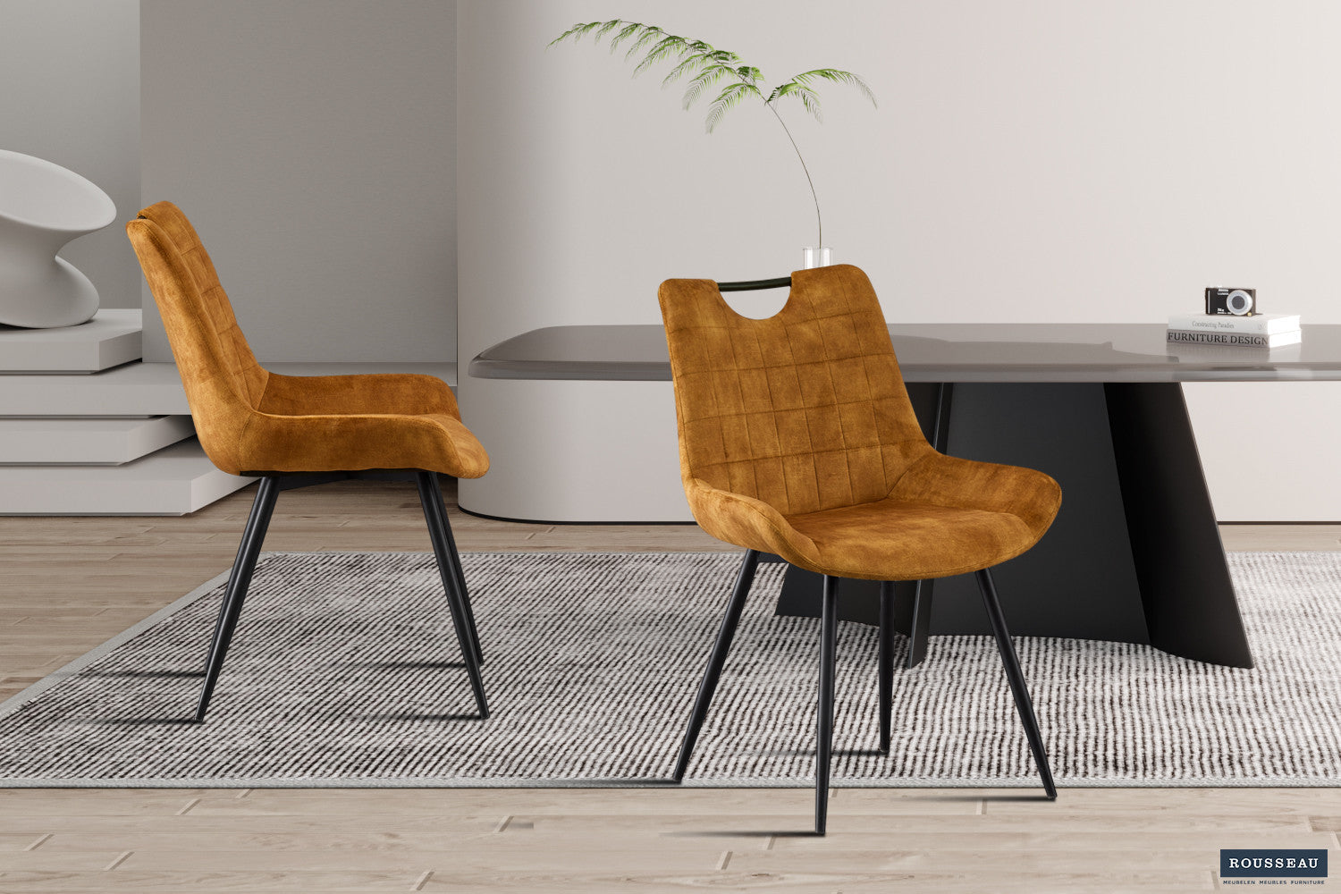 Stoel 'Nina' Fluweel Goud – Rousseau 9140-6