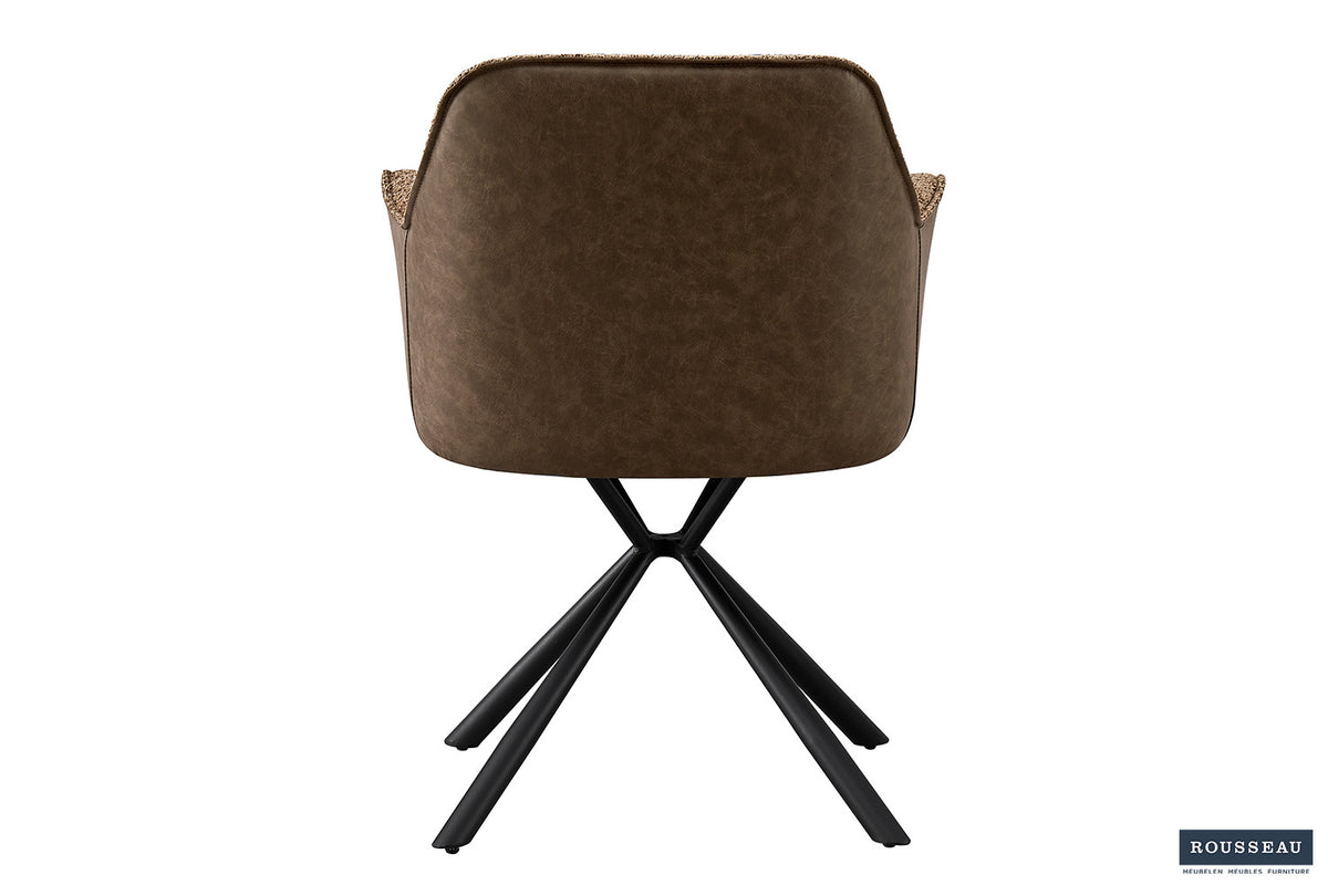 Stoel Lucie Bouclé Zand Rug PU Bruin – aanzicht 6