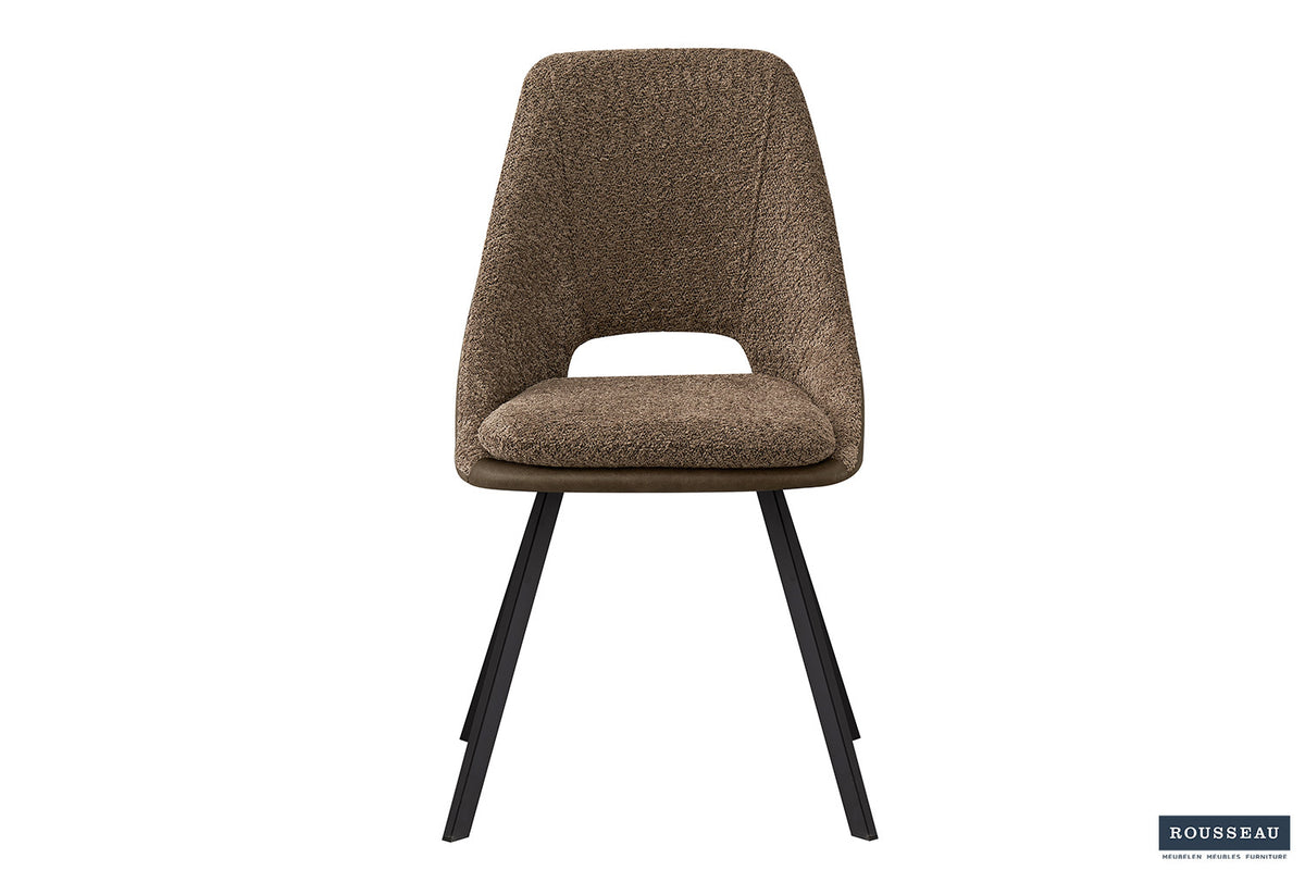 Stoel Filou Bouclé Zand Rug PU Bruin – aanzicht 3