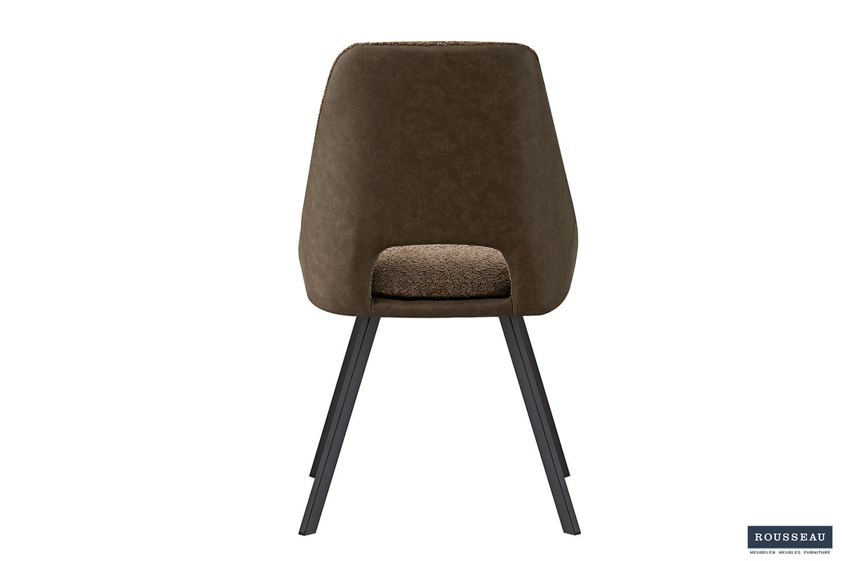 Stoel Filou Bouclé Zand Rug PU Bruin – aanzicht 6