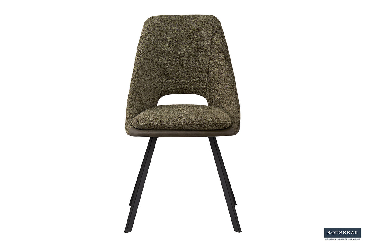 Stoel Filou Bouclé Groen Rug PU Donkergroen – aanzicht 3