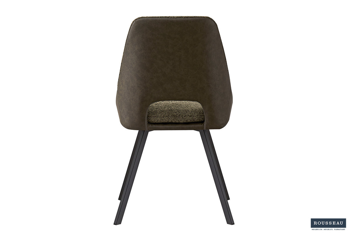 Stoel Filou Bouclé Groen Rug PU Donkergroen – aanzicht 6