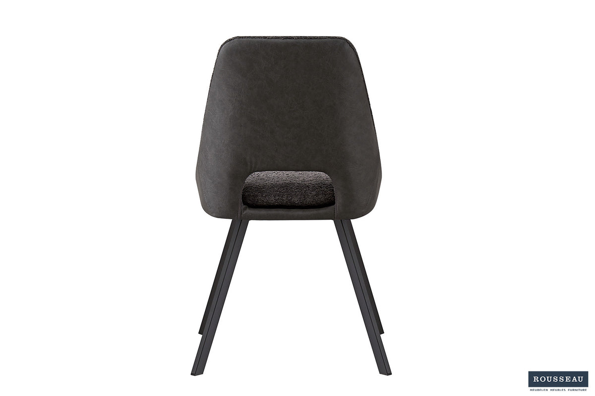Stoel Filou Bouclé Grijs Rug PU Lichtgrijs – aanzicht 6