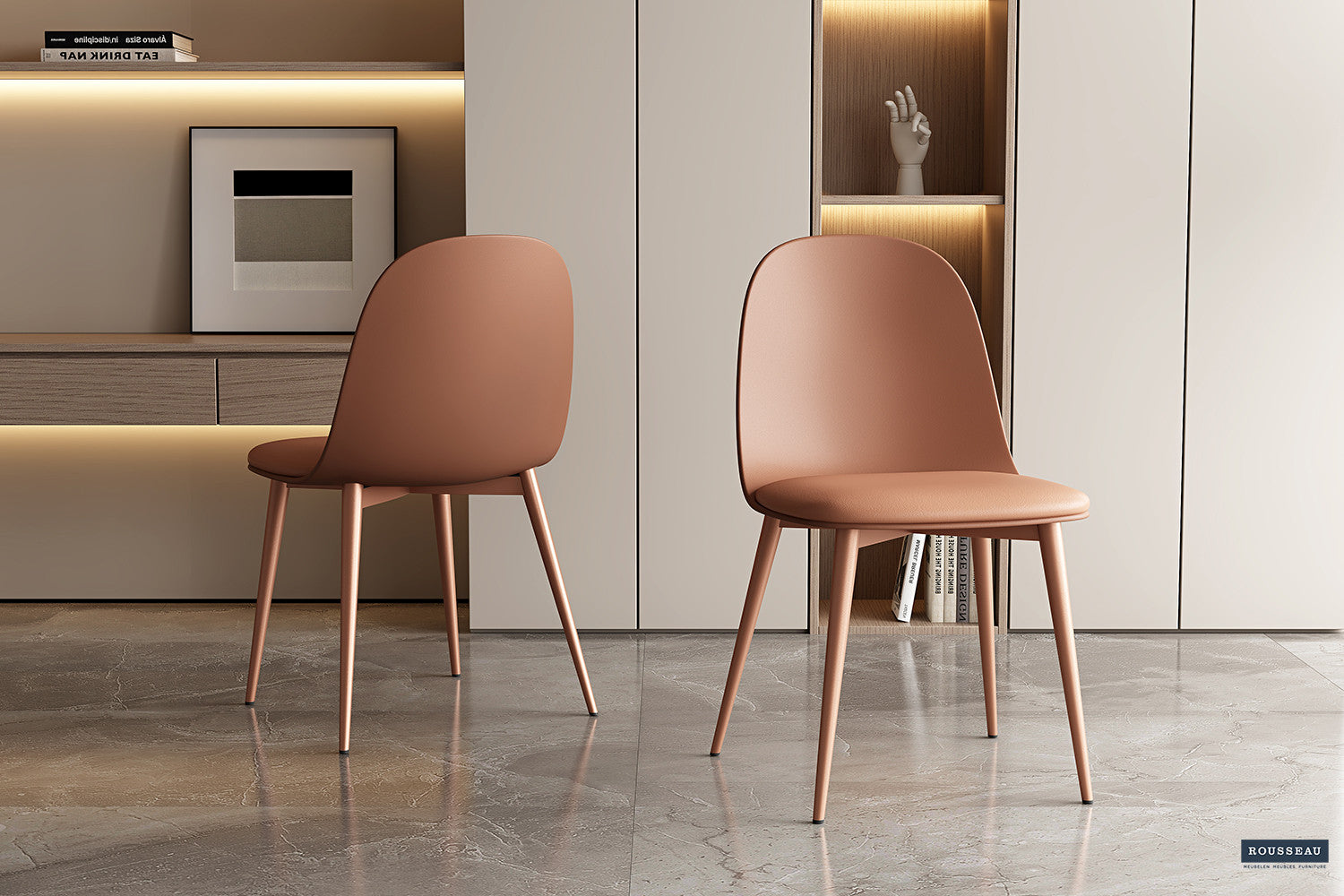 Stoel 'Jasmin' Zitting PP kussen PU Terracotta – Rousseau 9160-1