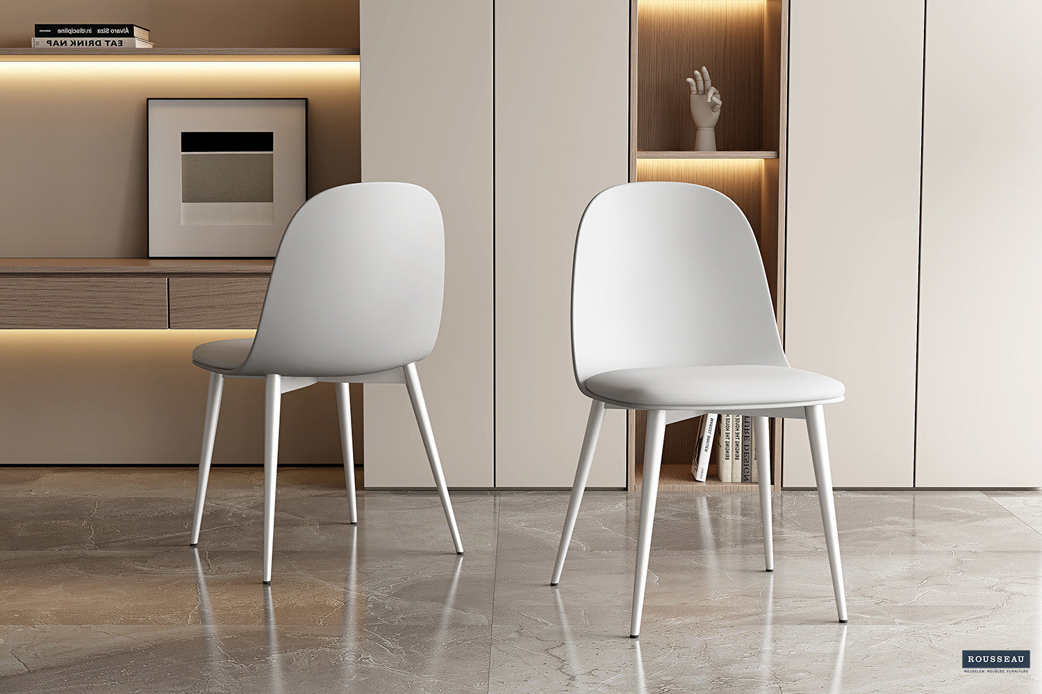 Stoel 'Jasmin' Zitting PP kussen PU Wit – Rousseau 9160-4
