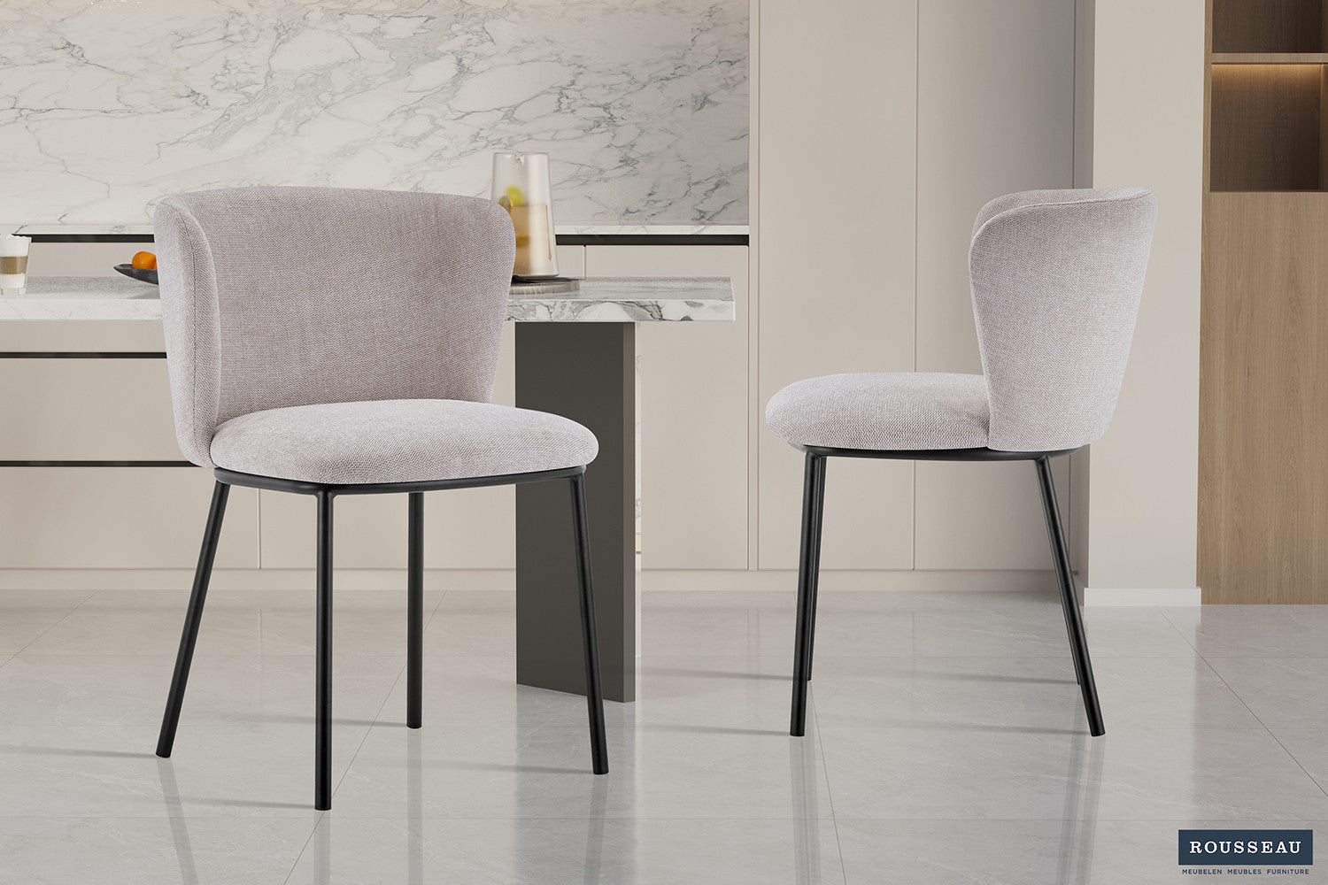 Stoel 'Arthur' Stof Ote Belfast 23 Beige – Rousseau 9165-4