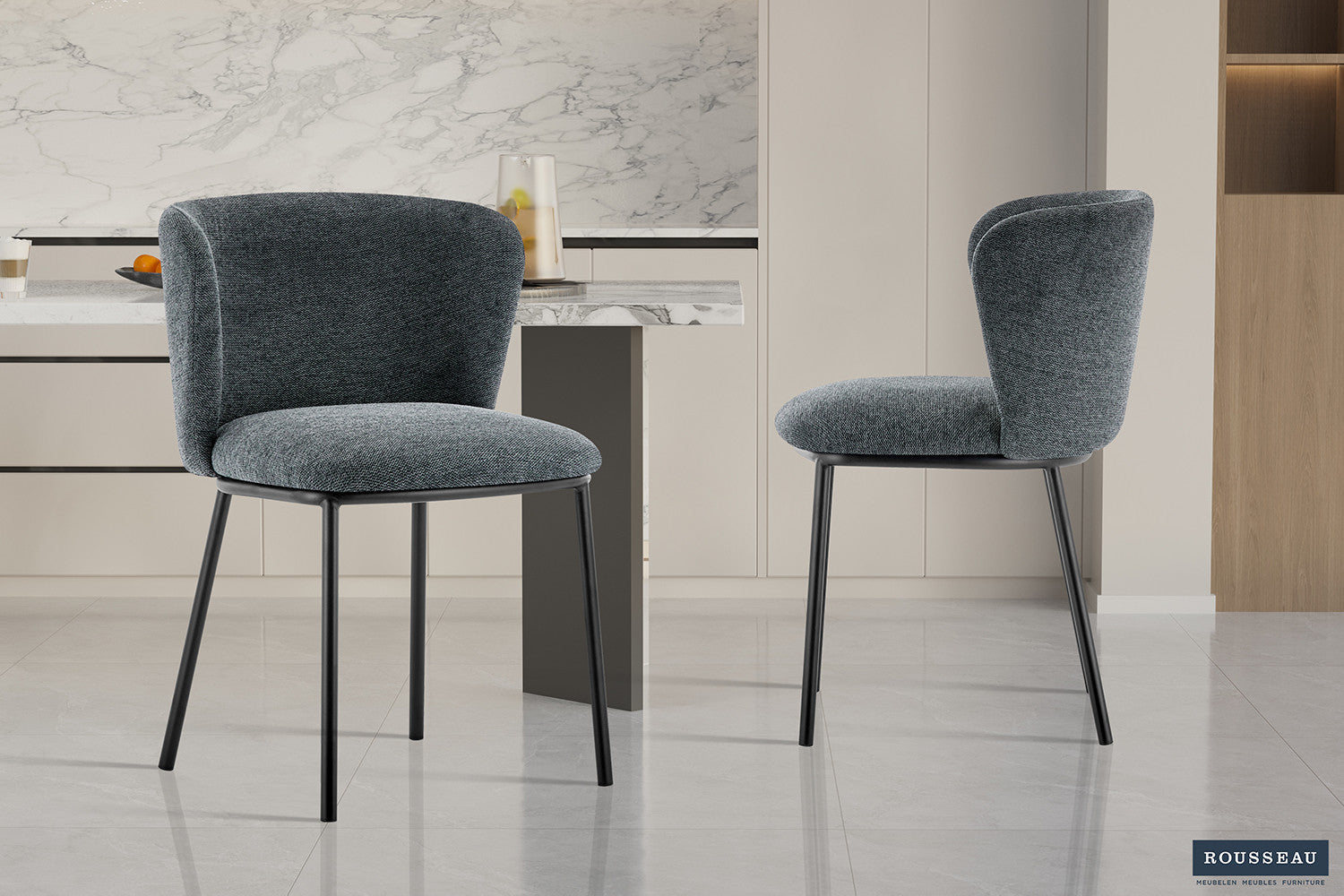 SALE - Stoel 'Arthur' Stof Ote Belfast 39 Donkergrijs – Rousseau 9165-8