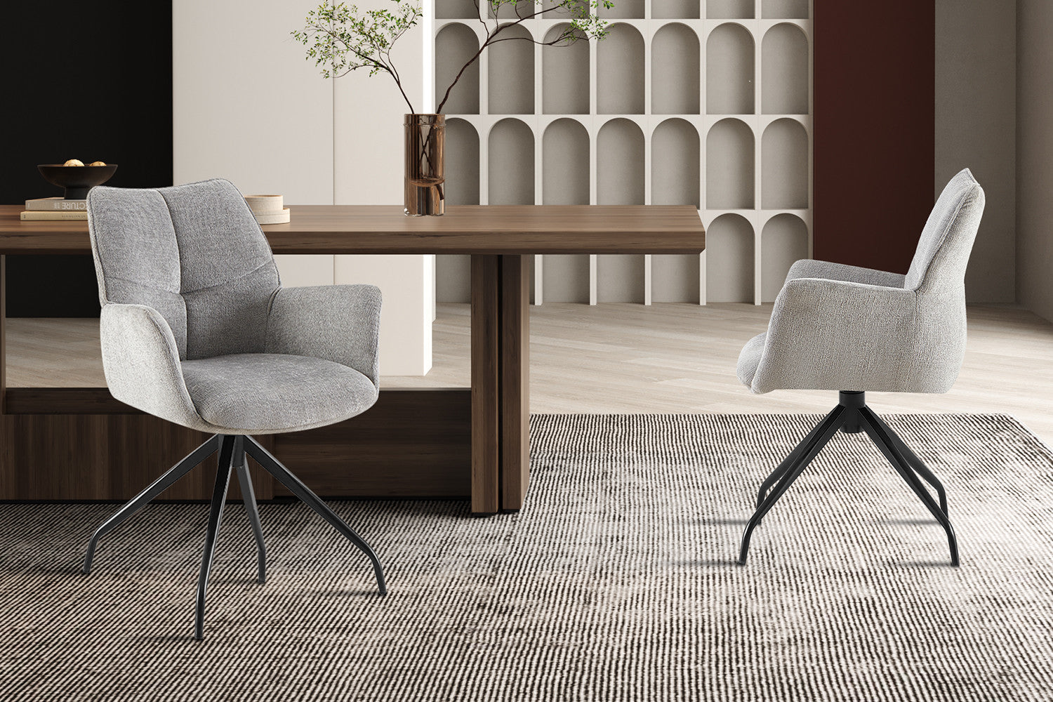 Stoel 'Lamor' Draaibaar tot 0 Stof Davis Perfect Harmony 85 Grijs – Rousseau 9185-3