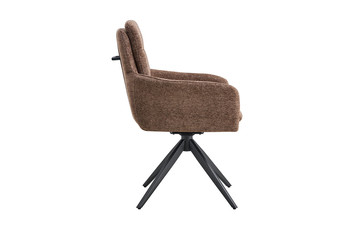 Stoel Lisold Draaibaar Stof Bruin – aanzicht 6