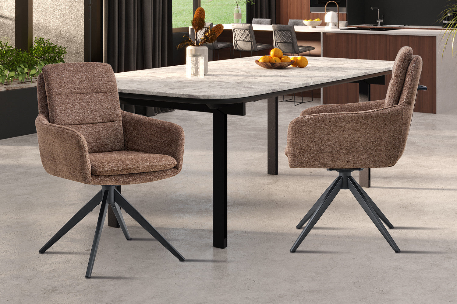 Stoel 'Lisold' Draaibaar tot 0 Stof Fabb Raven 45 Bruin – Rousseau 9195-1