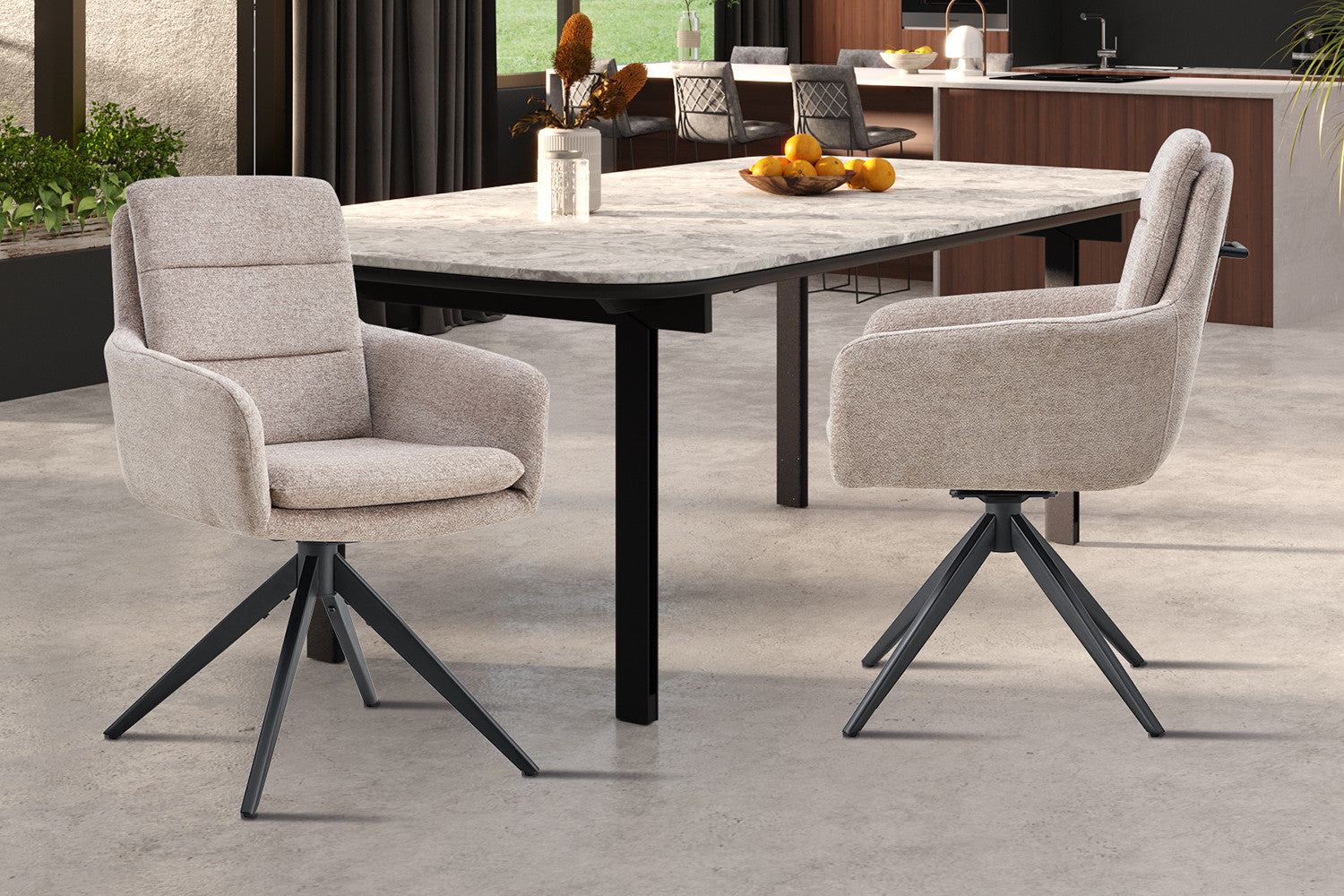 Stoel 'Lisold' Draaibaar tot 0 Stof Fabb Raven 30 Zand – Rousseau 9195-2