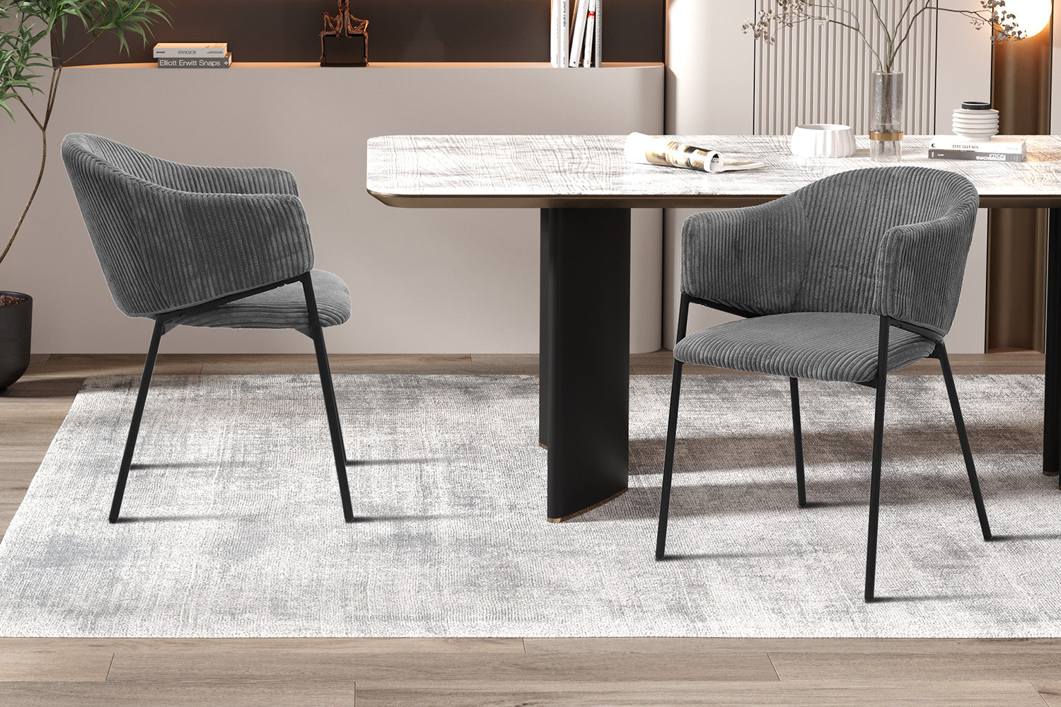 SALE - Stoel 'Hugo' Corduroy Donkergrijs – Rousseau 9205-13