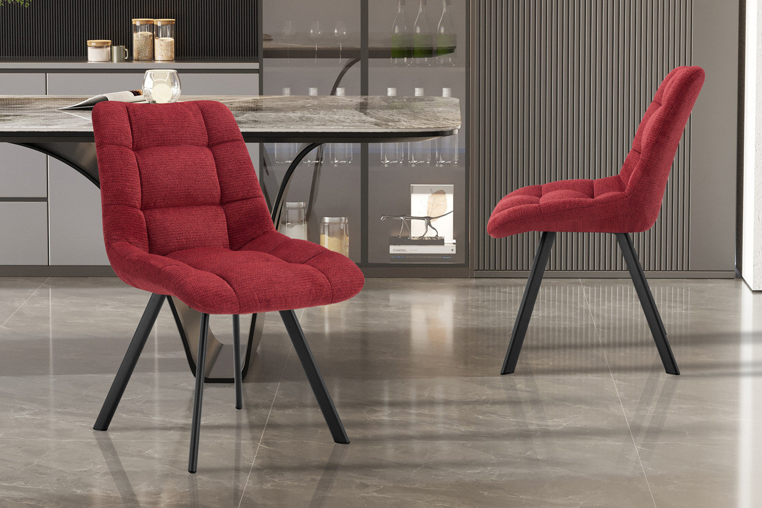 Stoel 'Lizzy' Stof Ote Share 230 Rood – Rousseau 9225-5