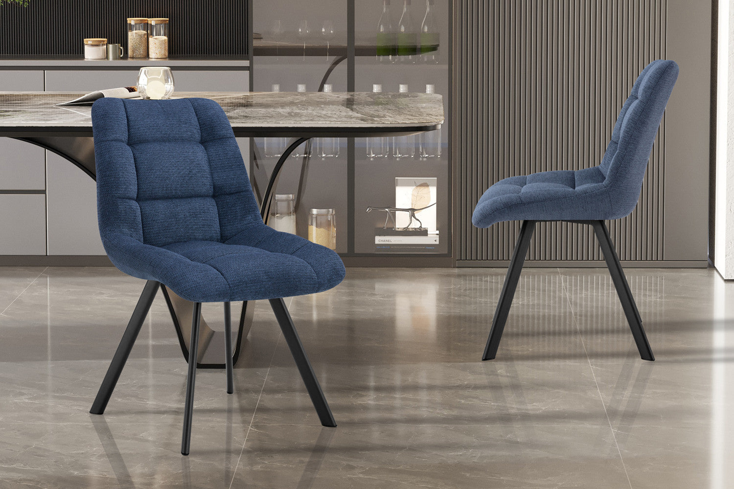 Stoel 'Lizzy' Stof Ote Share 315 Blauw – Rousseau 9225-7