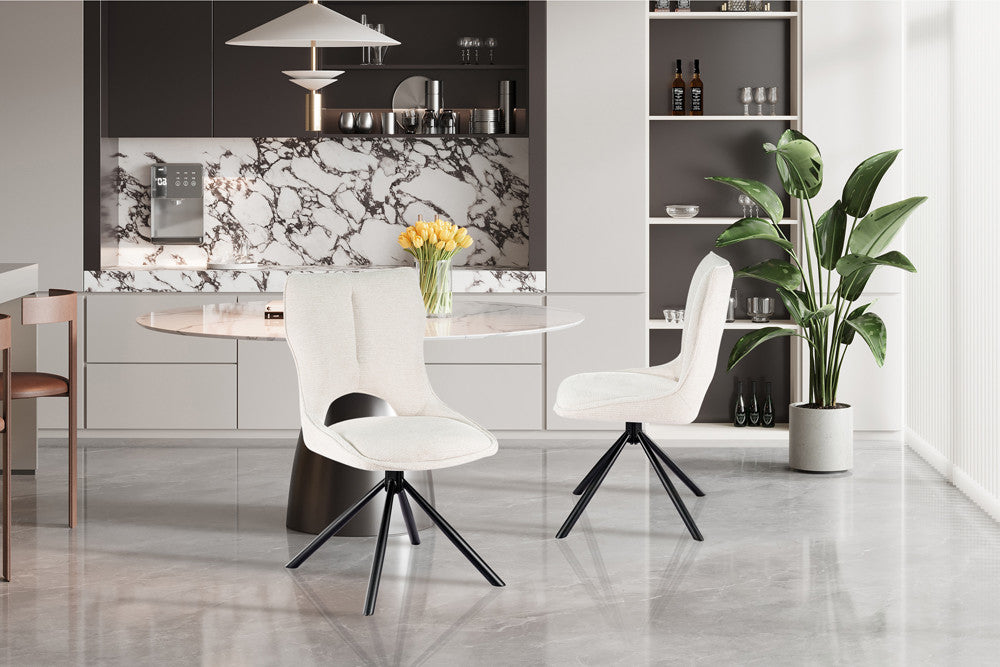 Stoel Mori Draaibaar Stof Beige – aanzicht 3